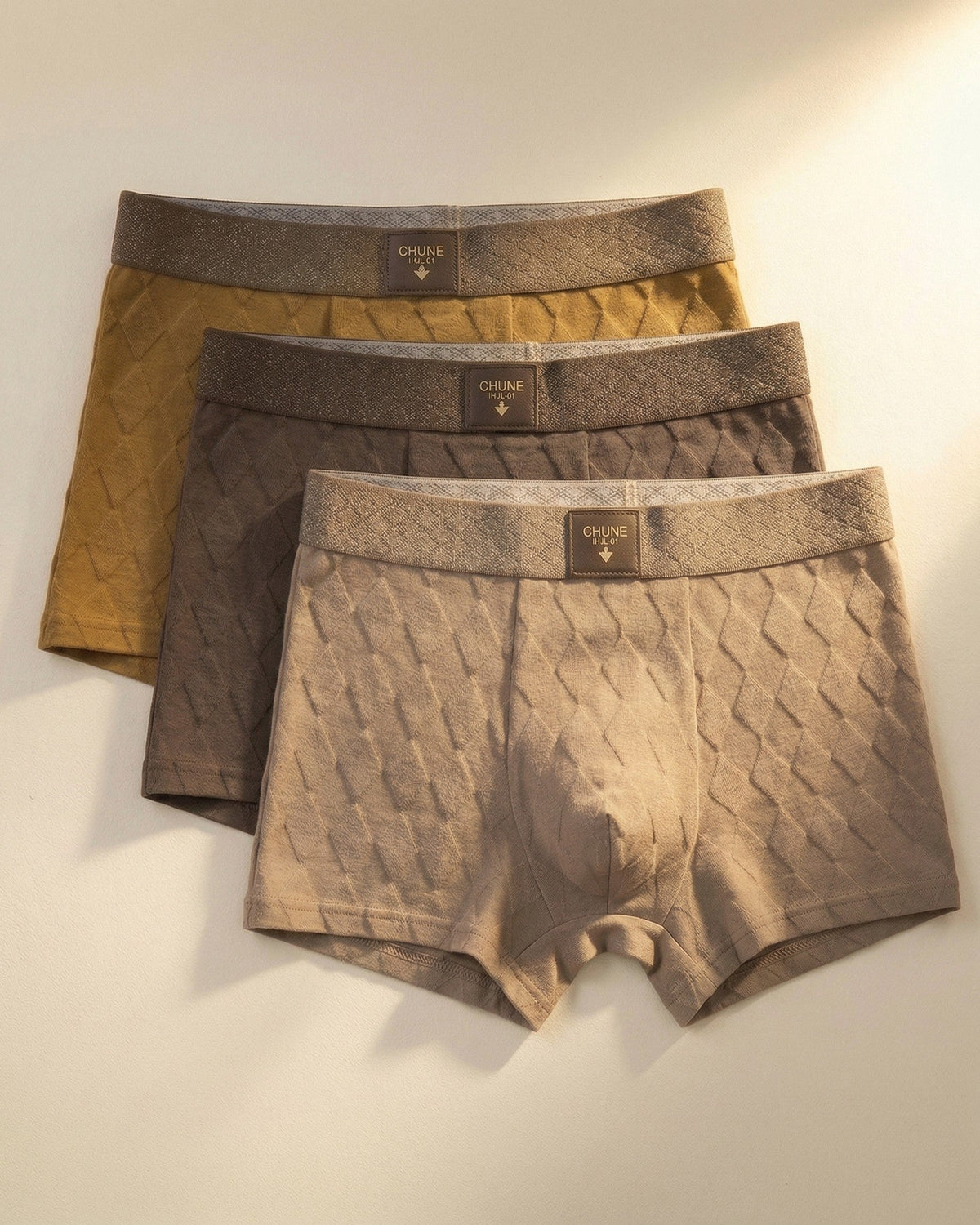 Men's Textured Boxer Briefs 3 Pack in Brown Tones