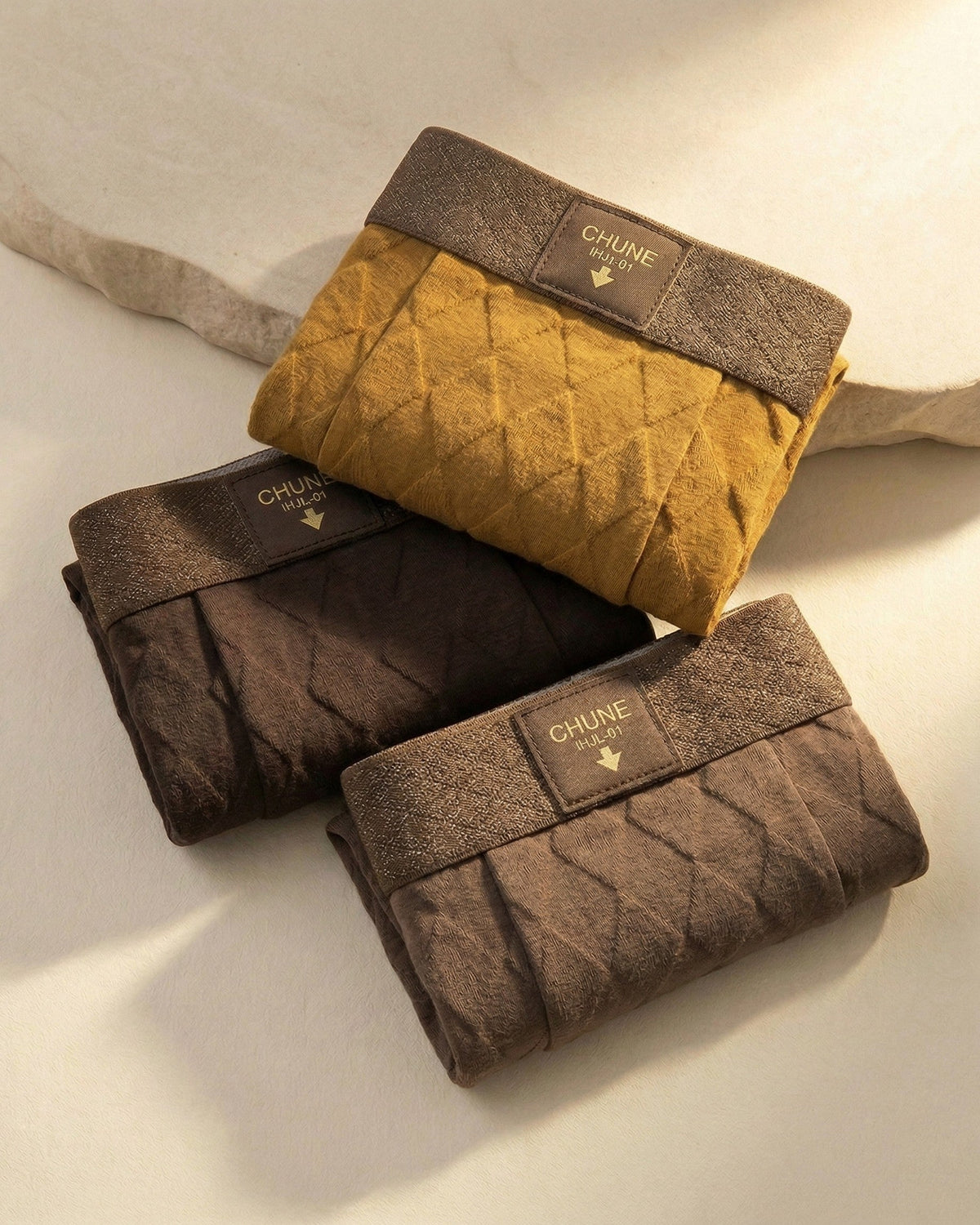 Men's Textured Boxer Briefs 3 Pack in Brown Tones