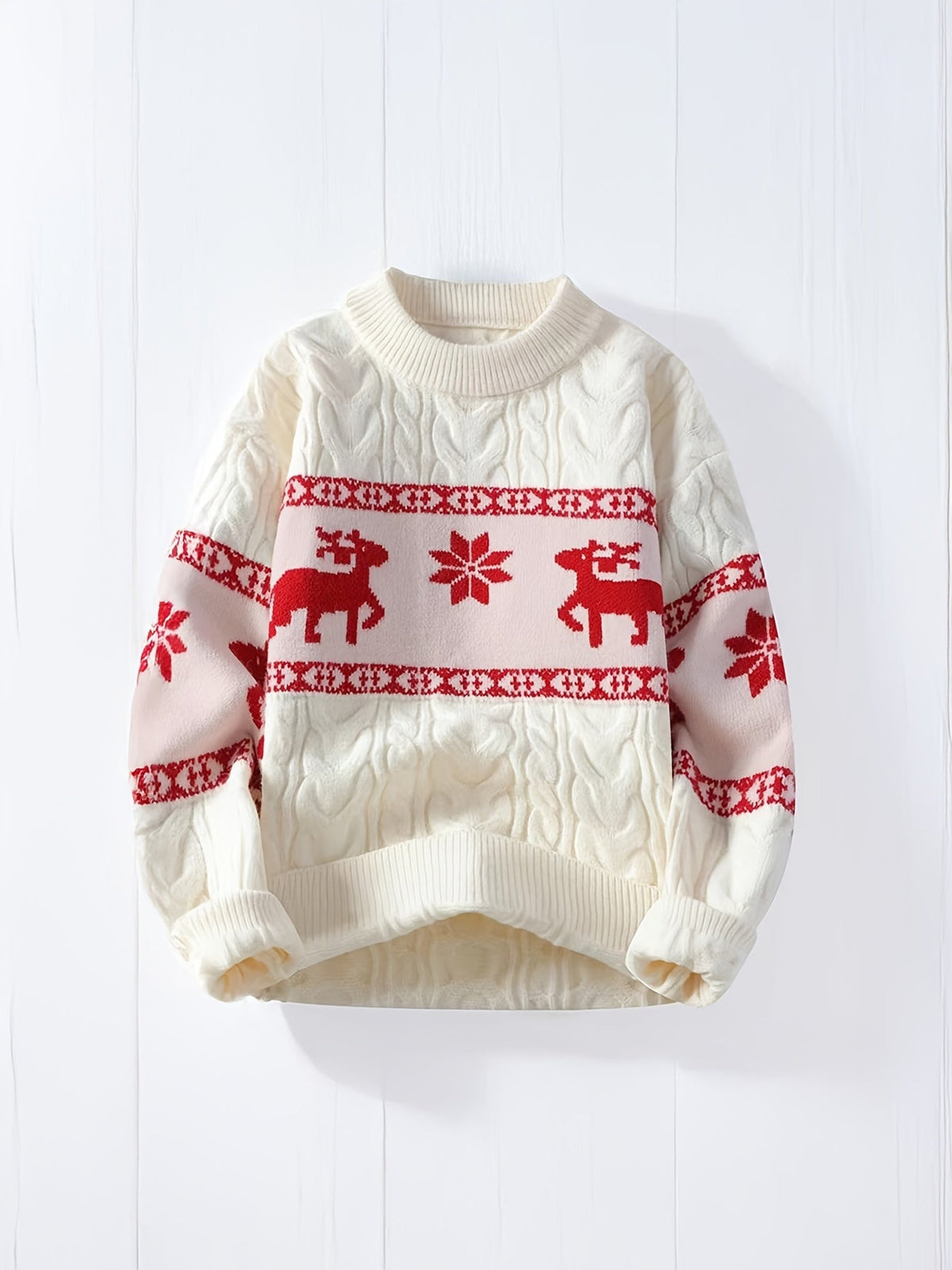 Men's Christmas Jumper Reindeer Snowflake Cable Knit