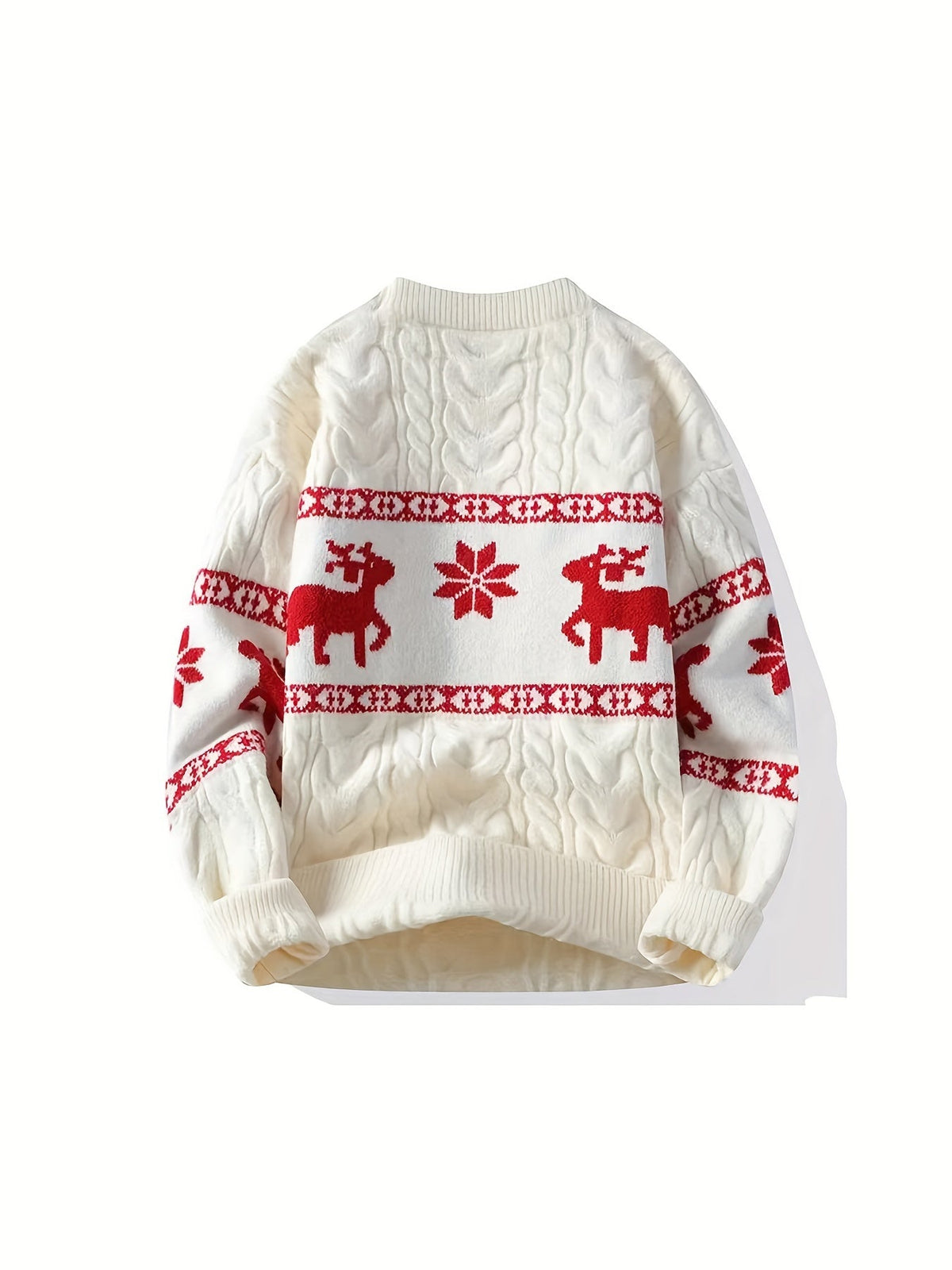 Men's Christmas Jumper Reindeer Snowflake Cable Knit