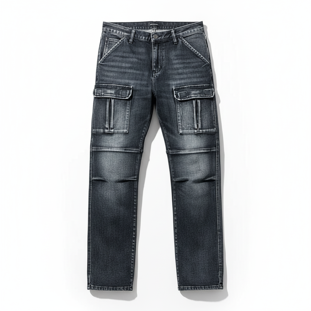 Men's Cargo Jeans with Reinforced Seams