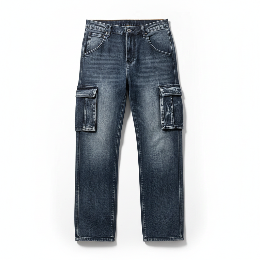 Men's Cargo Jeans with Reinforced Seams