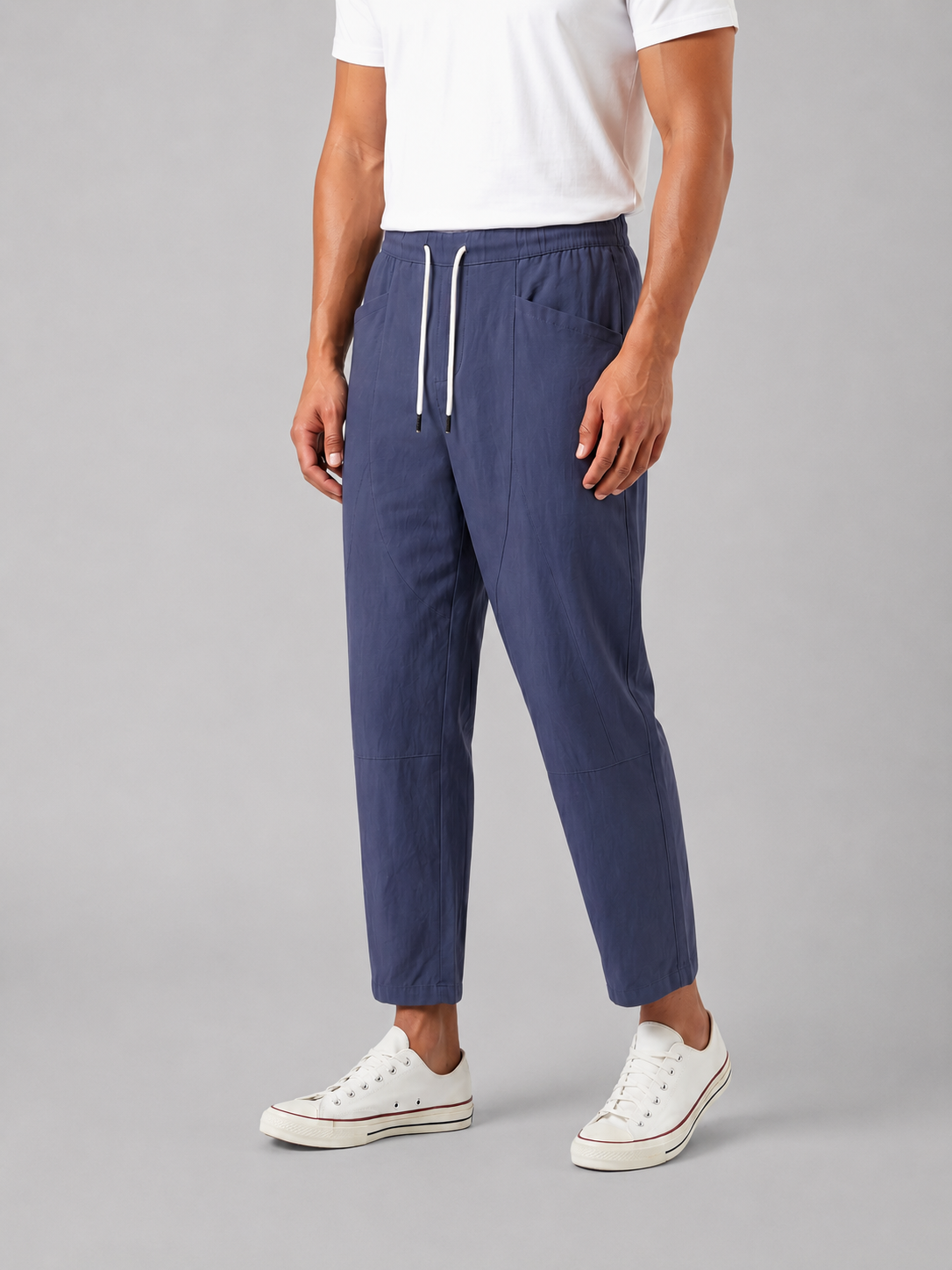 Men's Relaxed Fit Cropped Trousers with Elasticated Waist