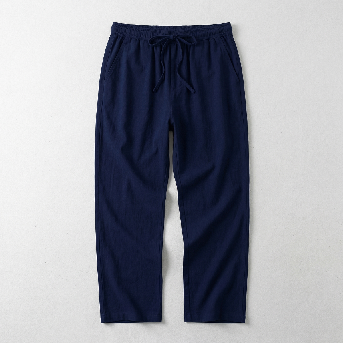 Men's Textured Drawstring Straight Trousers