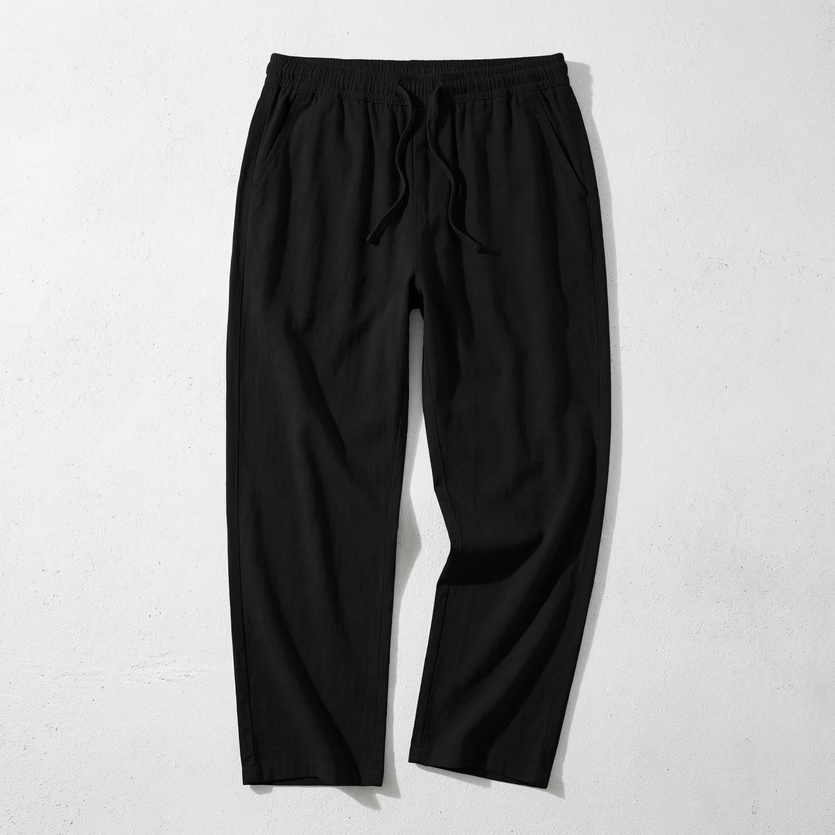 Men's Textured Drawstring Straight Trousers