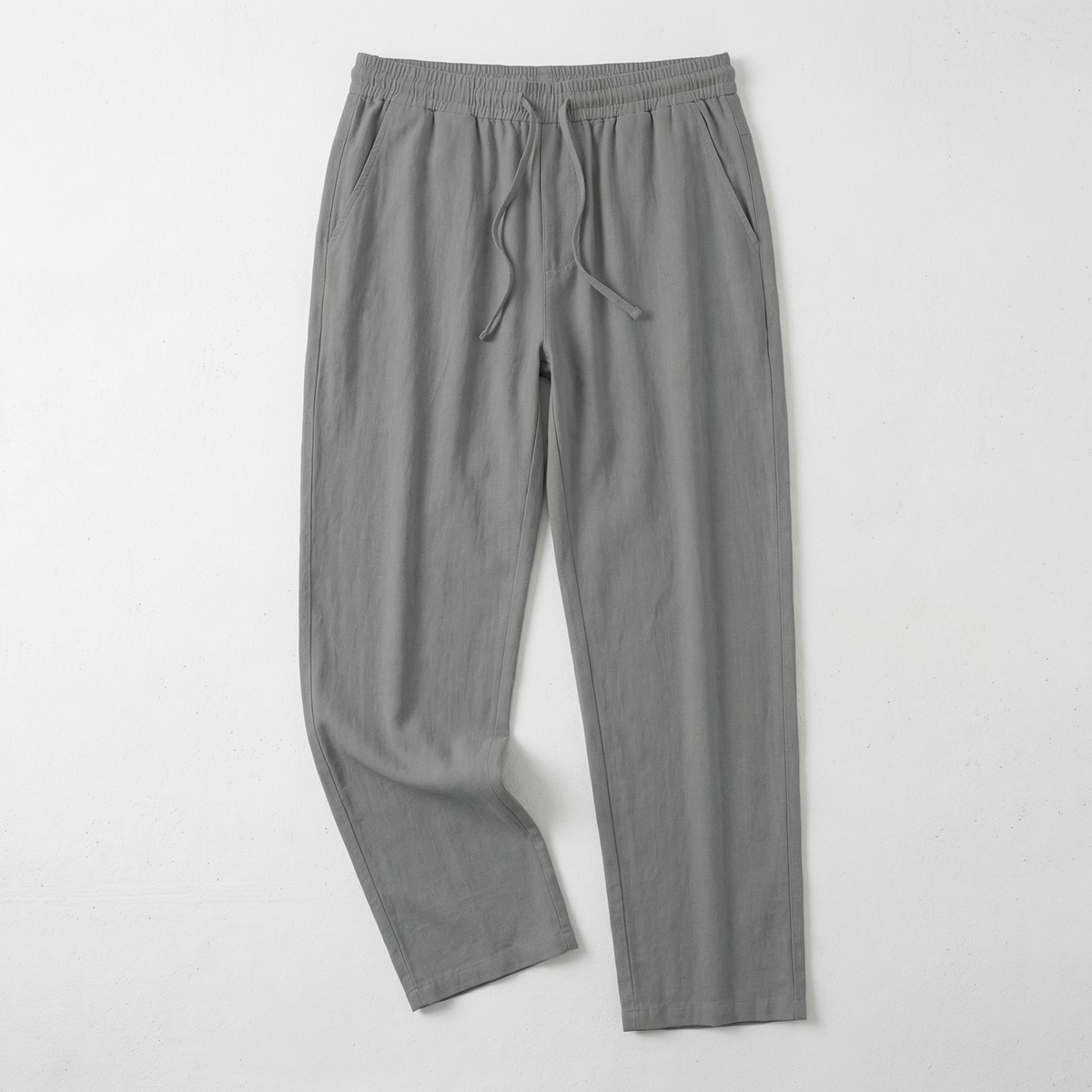 Men's Textured Drawstring Straight Trousers