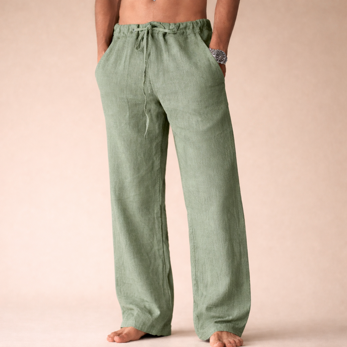 Men's Relaxed Straight Leg Drawstring Trousers