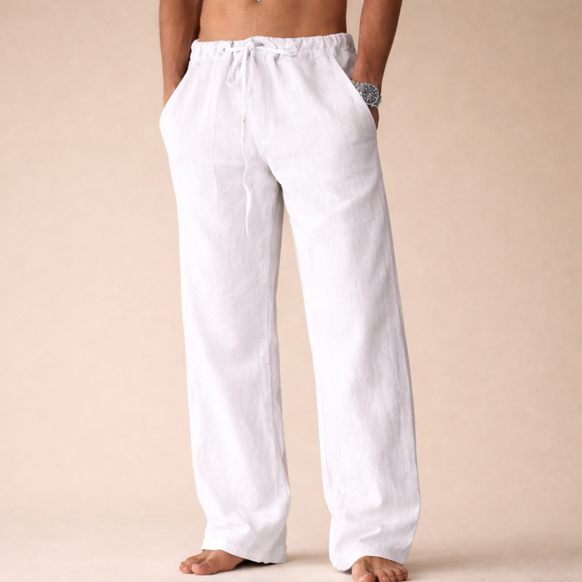 Men's Relaxed Straight Leg Drawstring Trousers