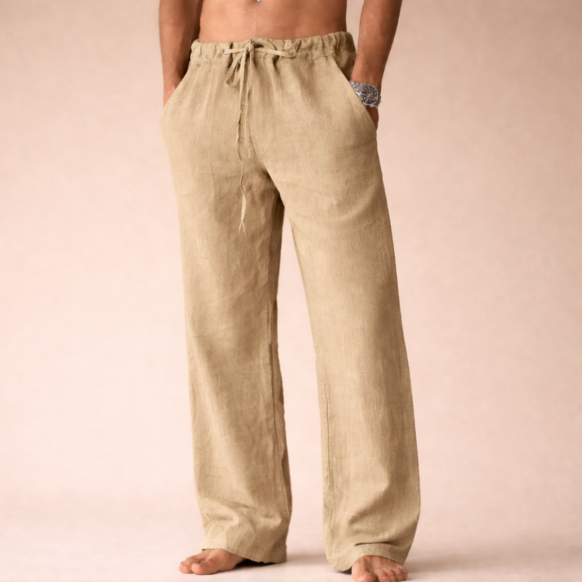 Men's Relaxed Straight Leg Drawstring Trousers