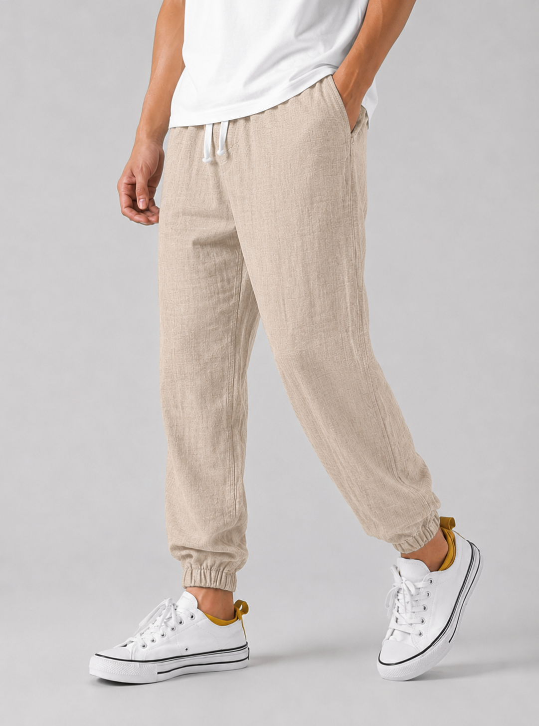 Men's Relaxed Drawstring Joggers with Cuffed Hem