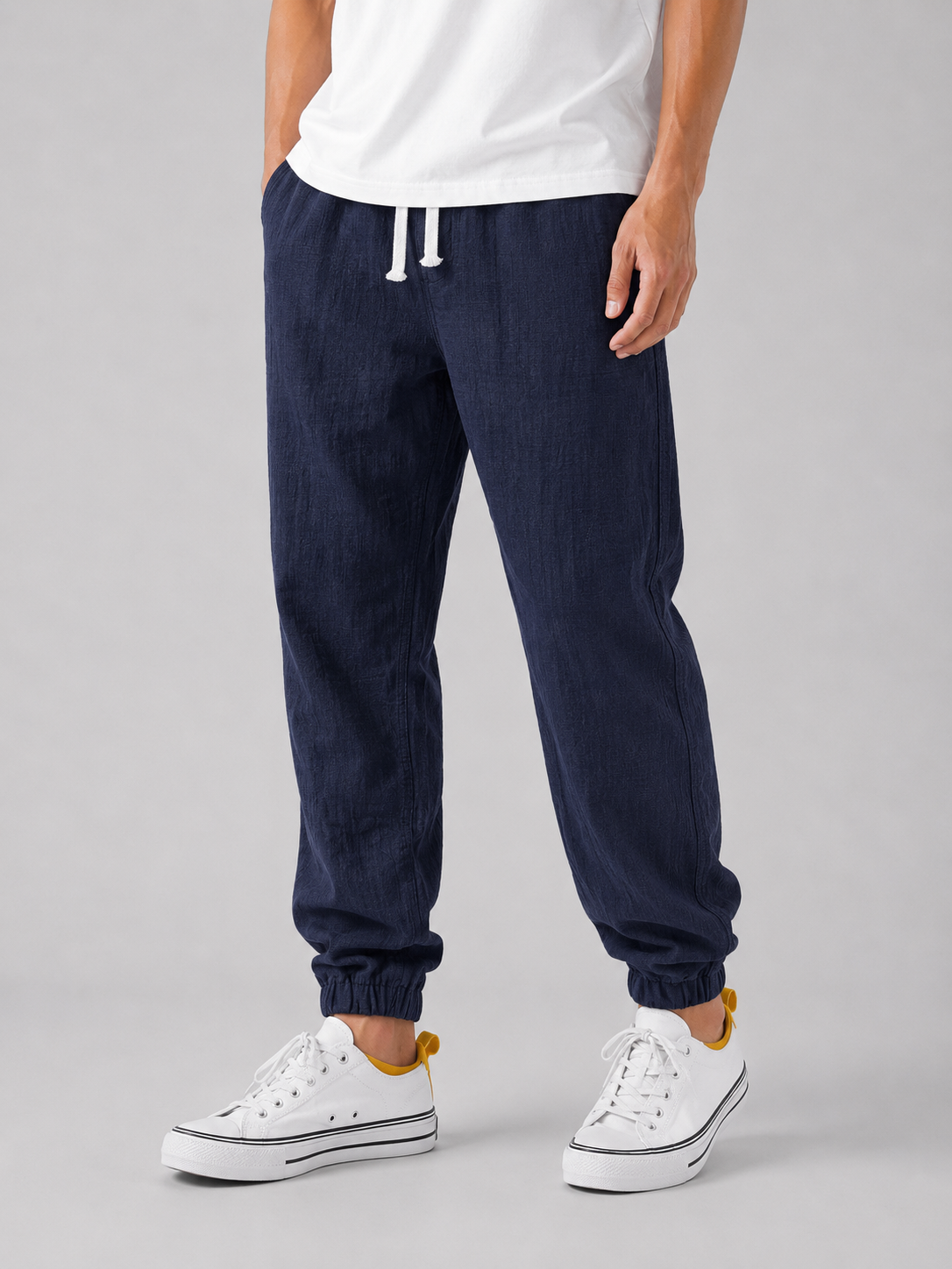 Men's Relaxed Drawstring Joggers with Cuffed Hem