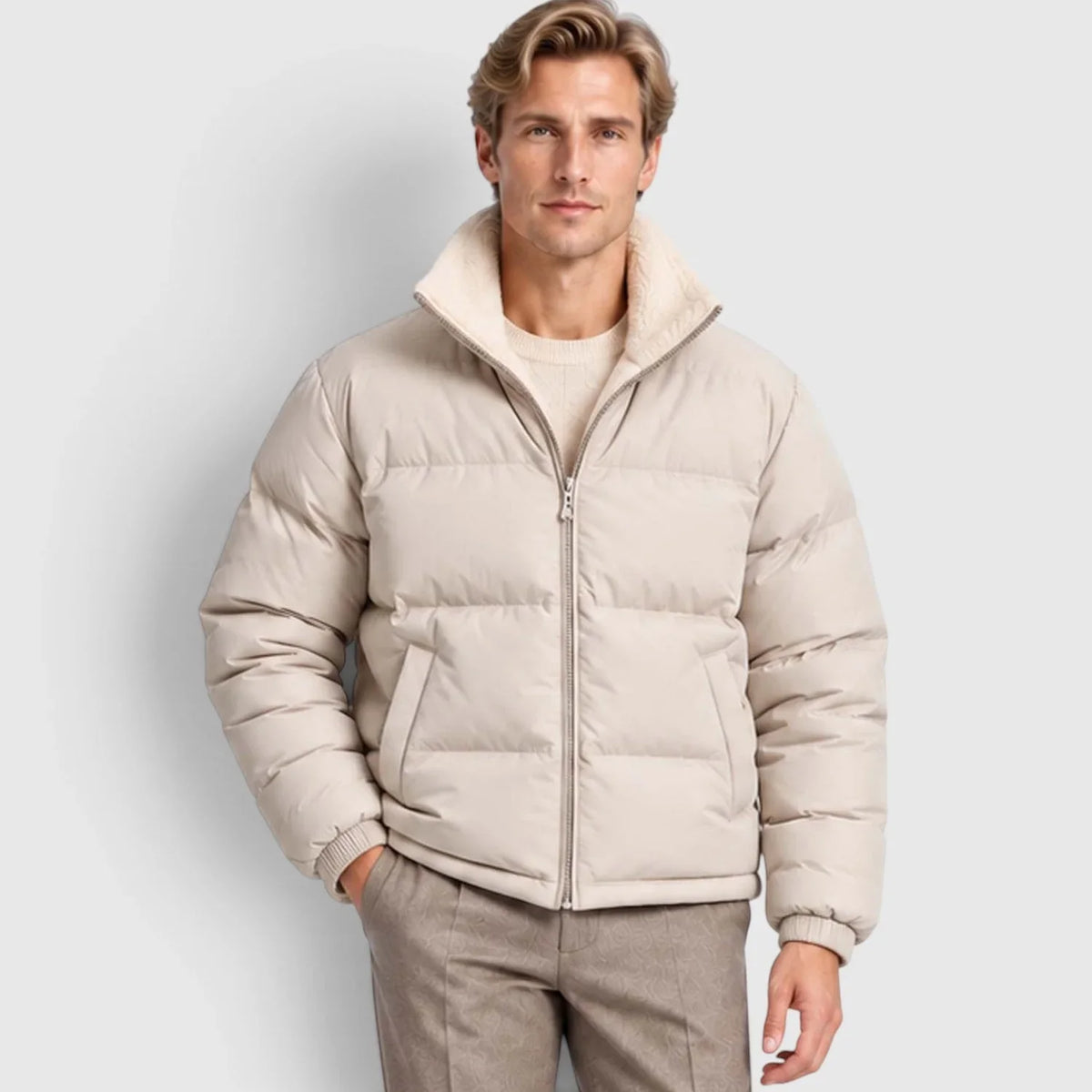 Men's Reversible Stand Collar Puffer Jacket