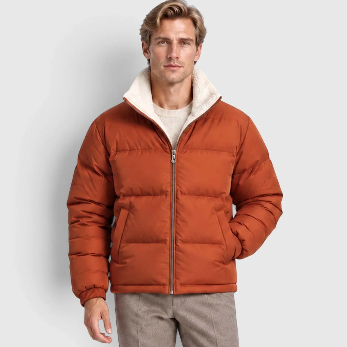 Men's Reversible Stand Collar Puffer Jacket