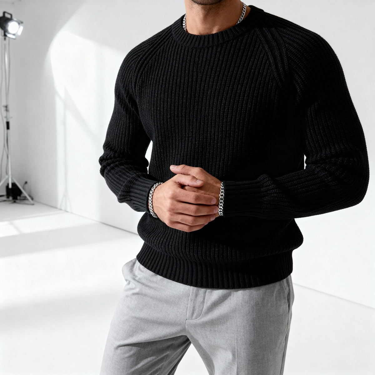Men's Fisherman Rib Crew Neck Jumper