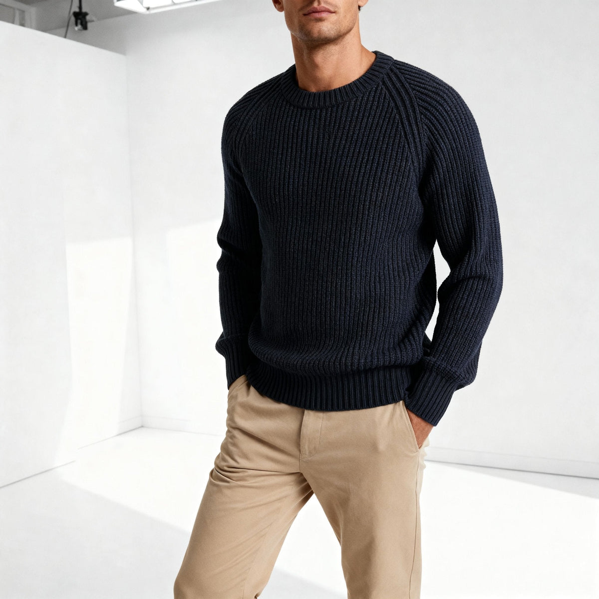 Men's Fisherman Rib Crew Neck Jumper