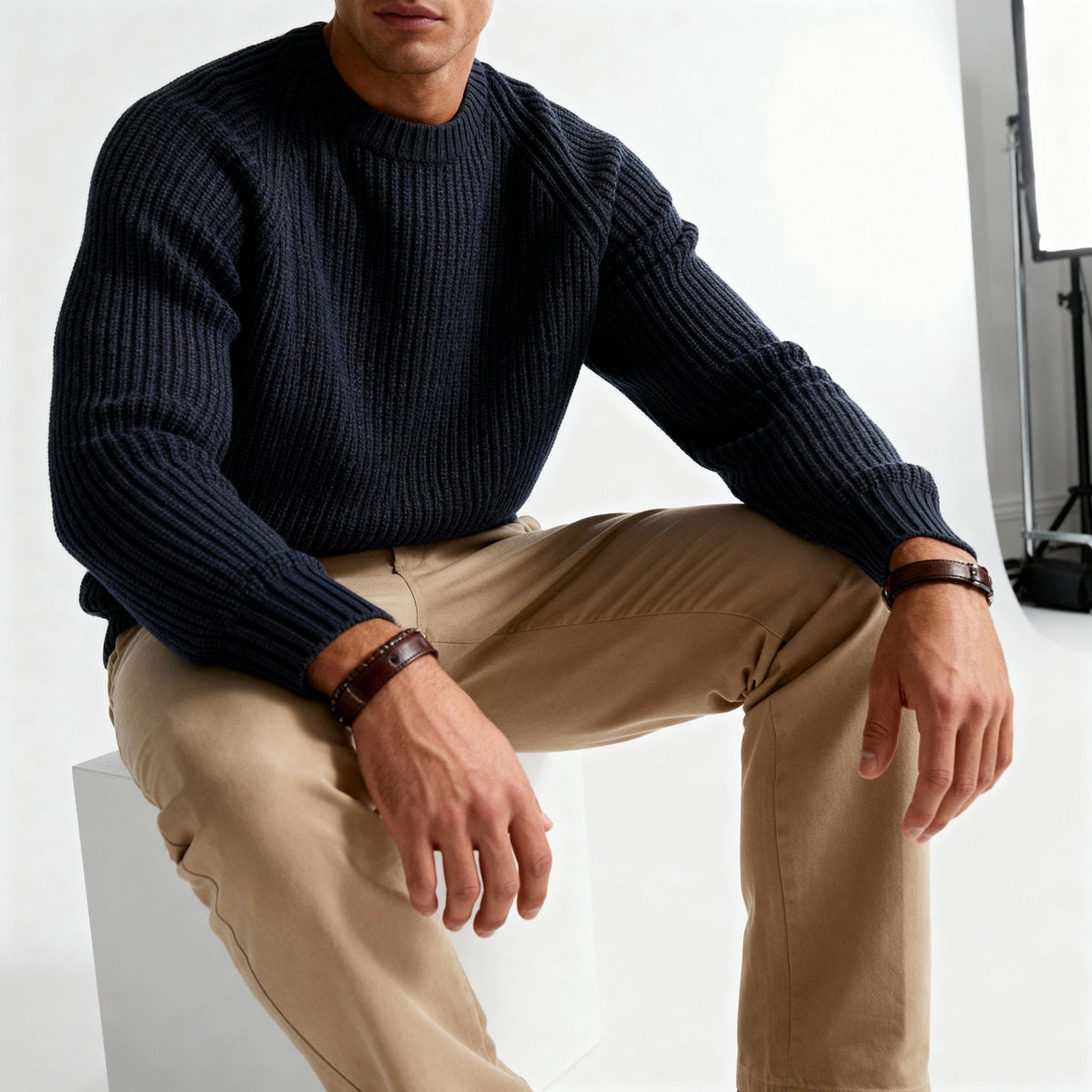 Men's Fisherman Rib Crew Neck Jumper