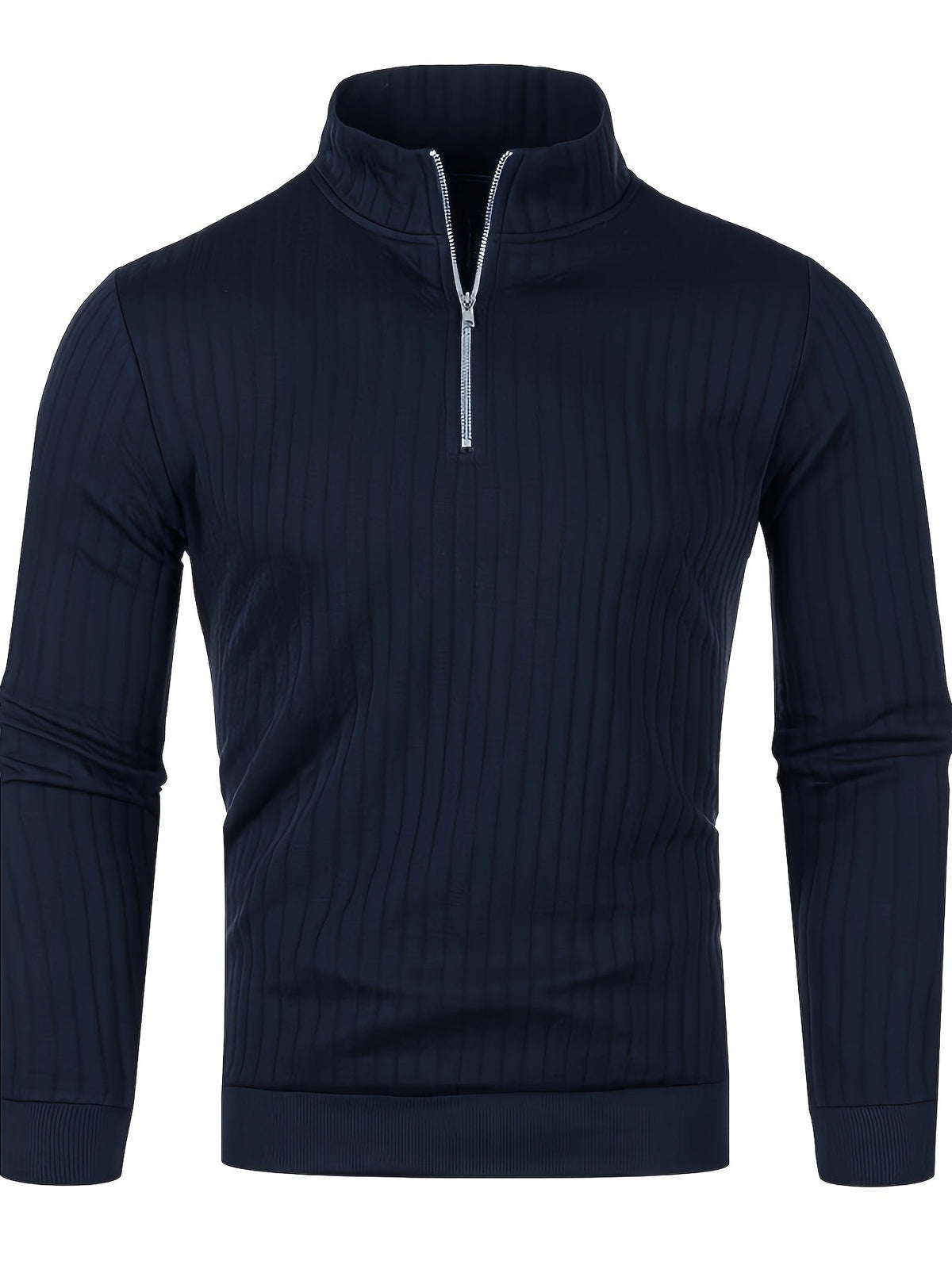 Men's Ribbed Quarter-Zip Jumper in Navy