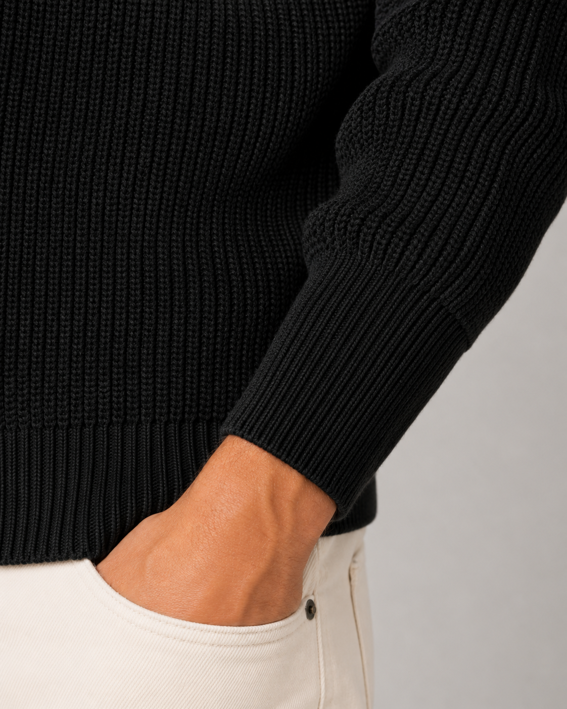 Men's Ribbed Quarter-Zip Mock Neck Jumper