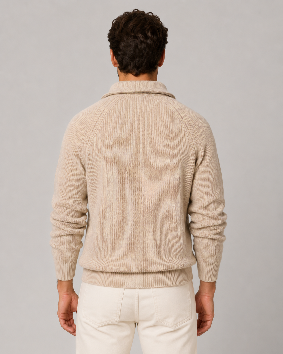 Men's Ribbed Quarter-Zip Mock Neck Jumper