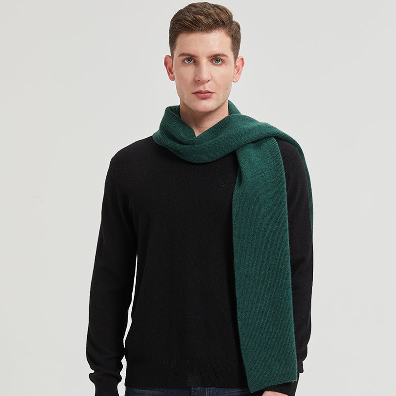 Men's Long Ribbed Knit Winter Scarf