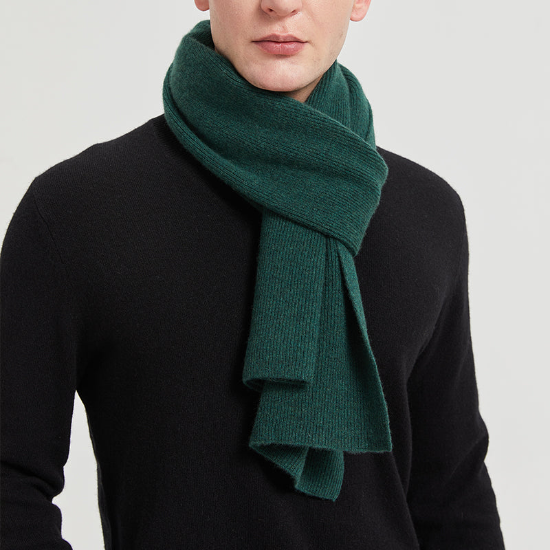 Men's Long Ribbed Knit Winter Scarf