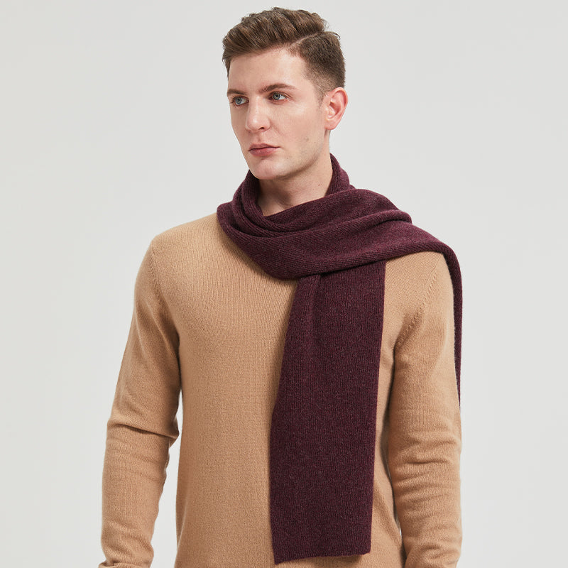 Men's Long Ribbed Knit Winter Scarf