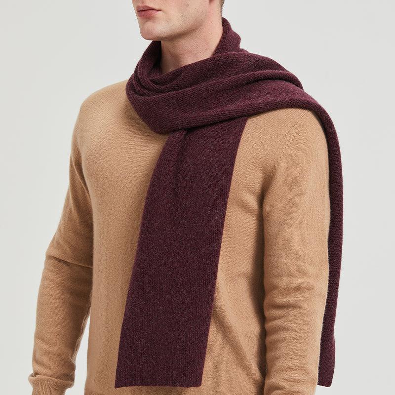 Men's Long Ribbed Knit Winter Scarf