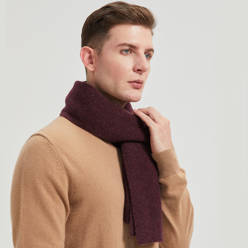 Men's Long Ribbed Knit Winter Scarf