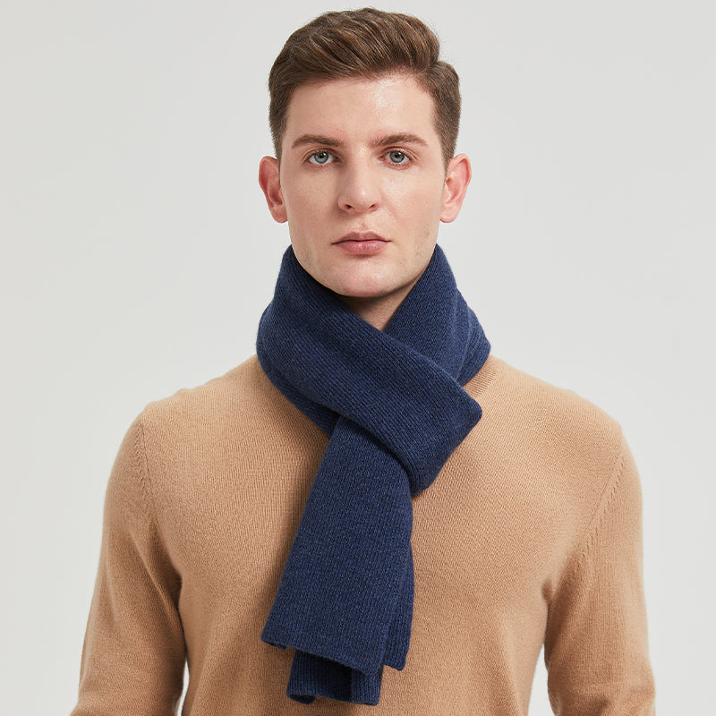 Men's Long Ribbed Knit Winter Scarf