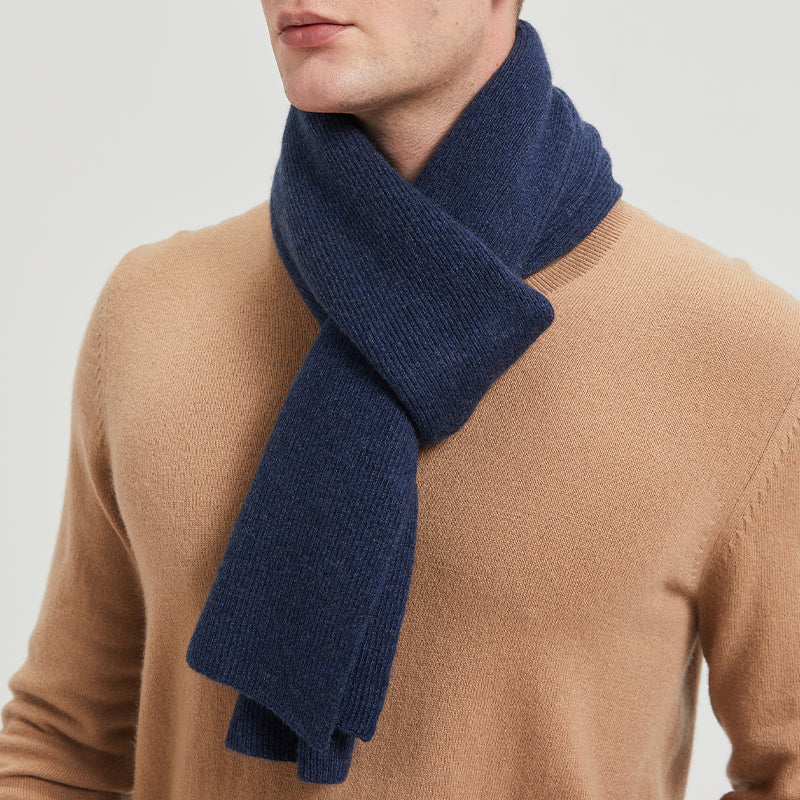 Men's Long Ribbed Knit Winter Scarf