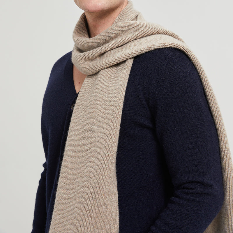 Men's Long Ribbed Knit Winter Scarf