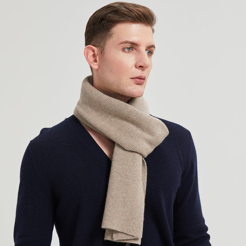 Men's Long Ribbed Knit Winter Scarf