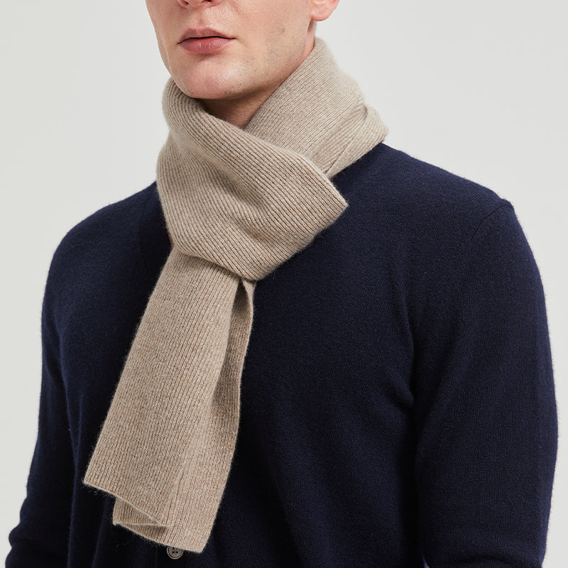 Men's Long Ribbed Knit Winter Scarf
