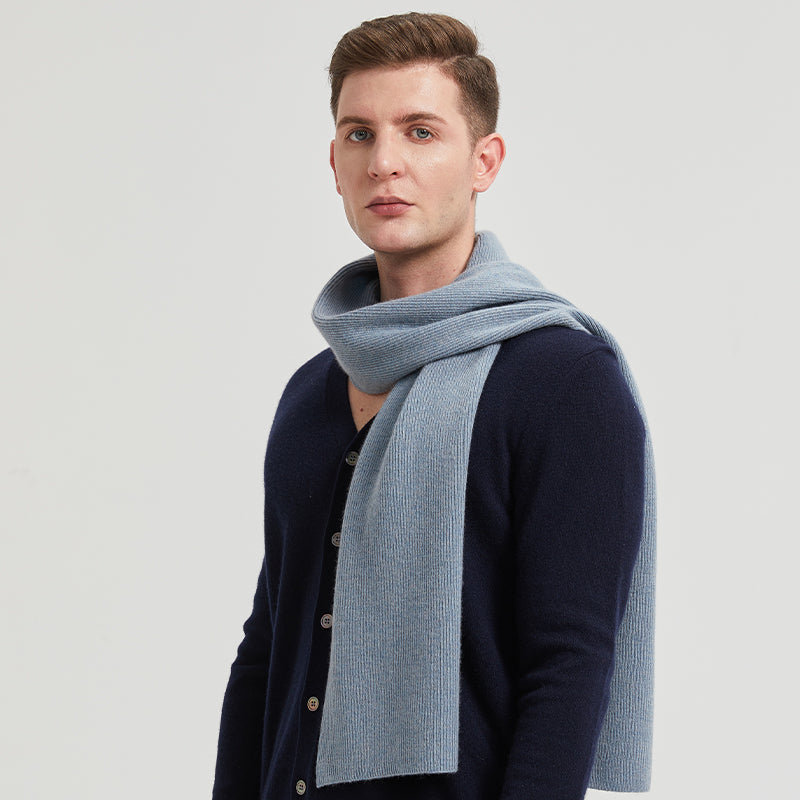 Men's Long Ribbed Knit Winter Scarf