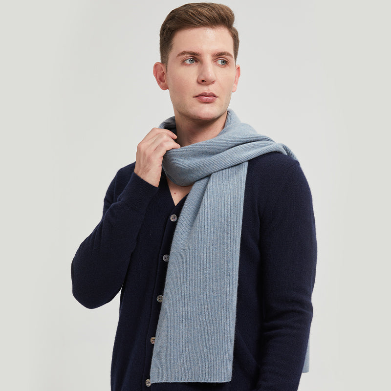 Men's Long Ribbed Knit Winter Scarf