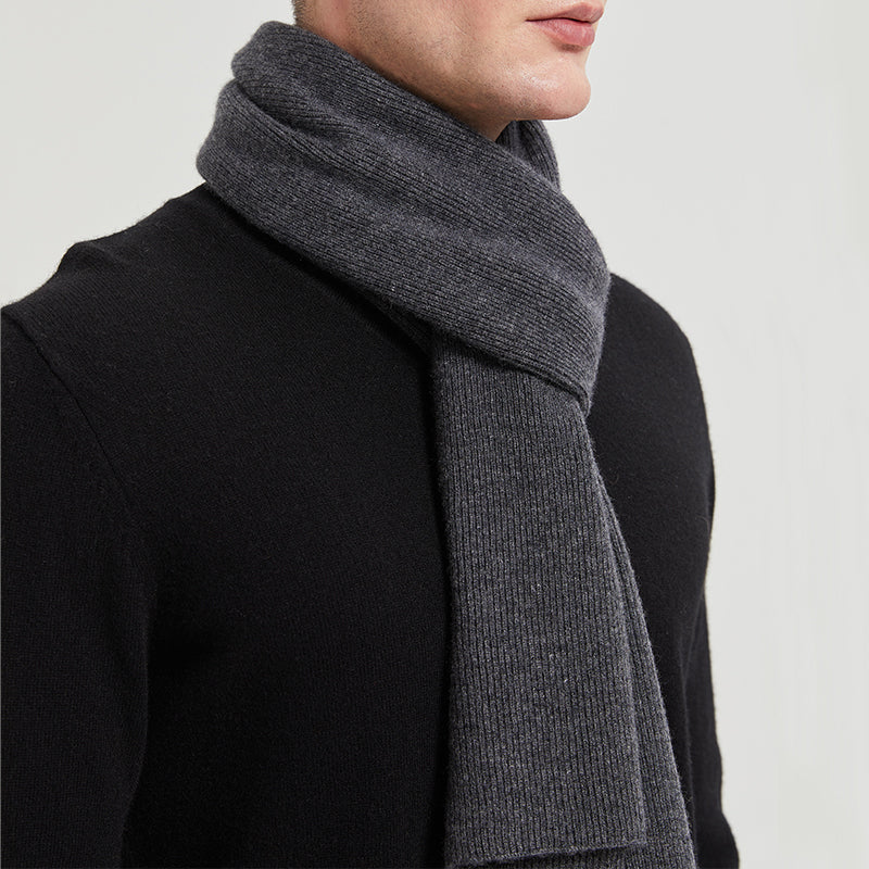 Men's Long Ribbed Knit Winter Scarf