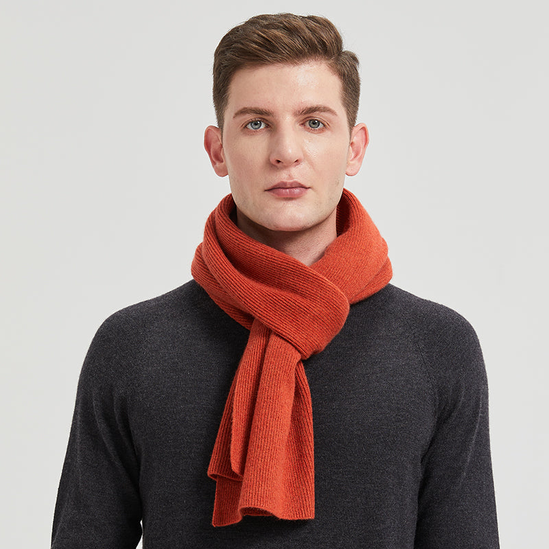 Men's Long Ribbed Knit Winter Scarf
