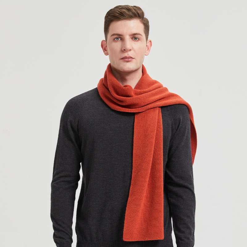 Men's Long Ribbed Knit Winter Scarf