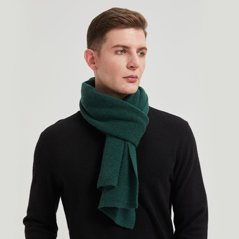 Men's Long Ribbed Knit Winter Scarf
