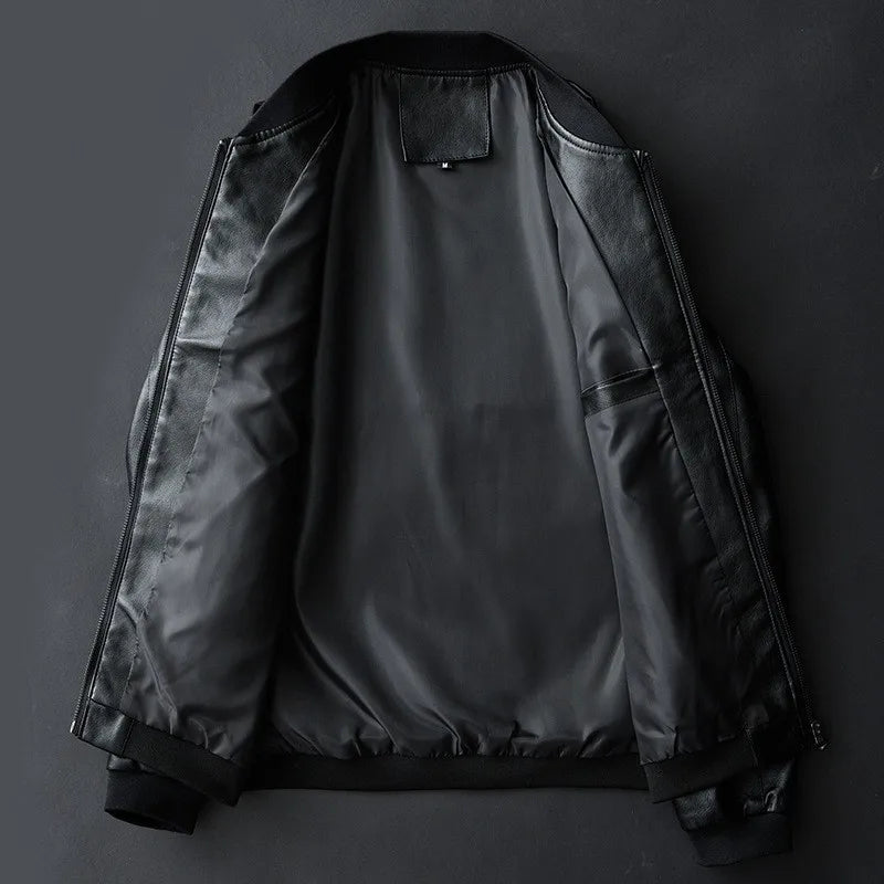 Men's Smooth Bomber Jacket with Ribbed Trim