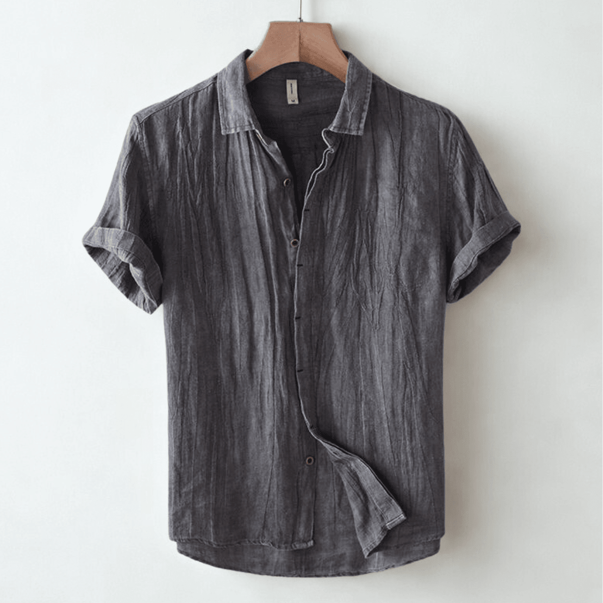Men's Short Sleeve Crinkle Button-Up Shirt