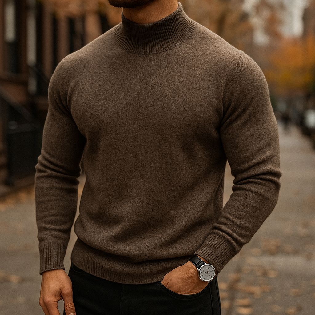 Men's Wool Mock Neck Jumper