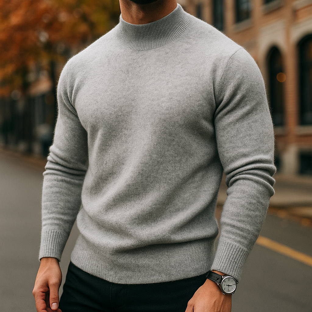 Men's Wool Mock Neck Jumper