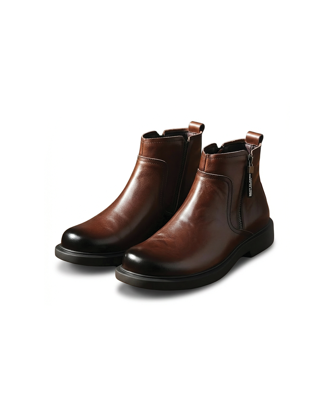 Men's Side-Zip Faux Leather Ankle Boots with Chunky Sole