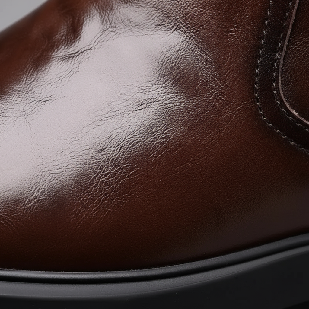 Men's Side-Zip Faux Leather Ankle Boots with Chunky Sole