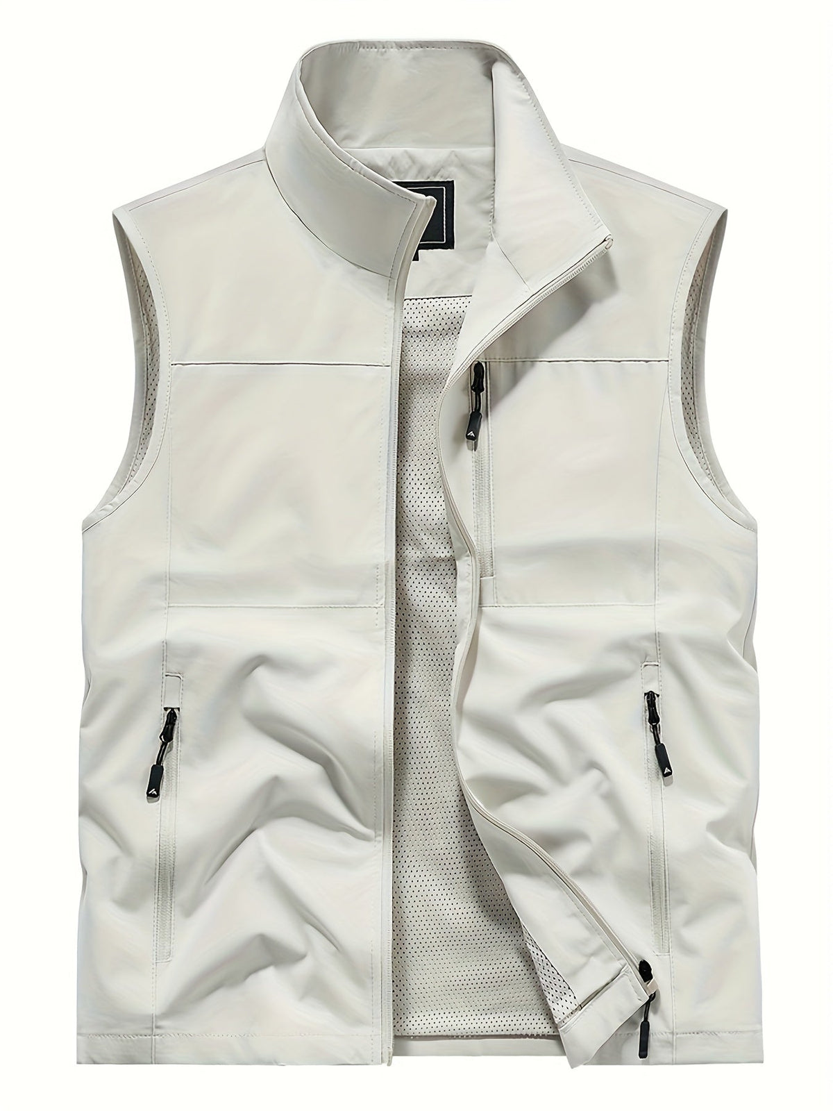 Men's Mesh Lined Zip-Up Gilet with Stand Collar