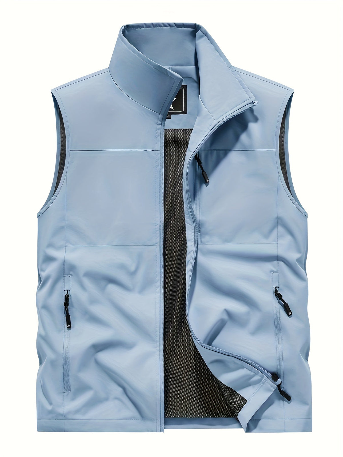 Men's Mesh Lined Zip-Up Gilet with Stand Collar