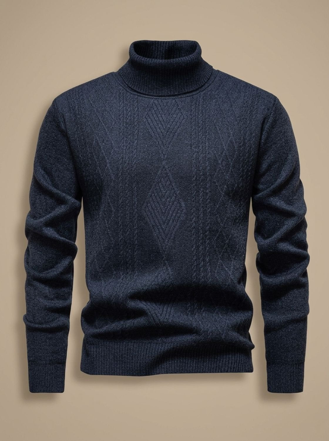 Men's Slim Fit Cable Knit Roll Neck Jumper