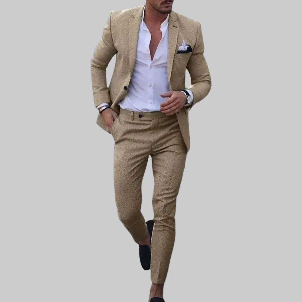 Men's Slim Fit Textured Two-Piece Formal Suit