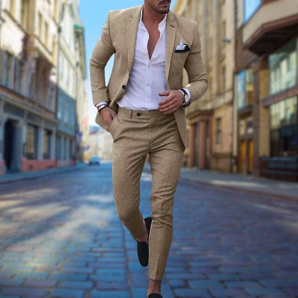Men's Slim Fit Textured Two-Piece Formal Suit